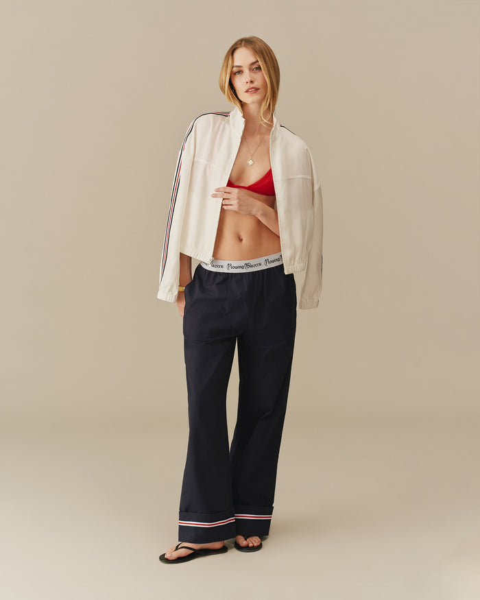 Women's Linen Tencel Bomber Jacket With Ribbon White White / XS