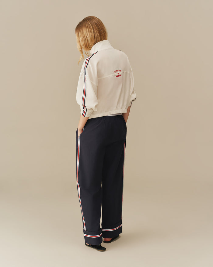 Women's Linen Tencel Bomber Jacket With Ribbon White White / XS