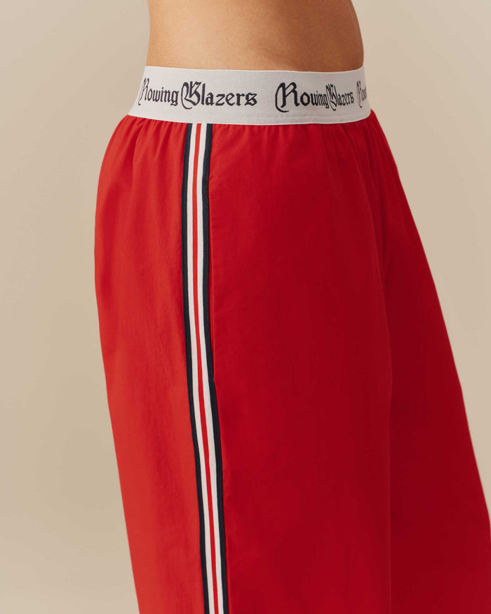 Women's Contrast Ribbon Poplin Pant Red