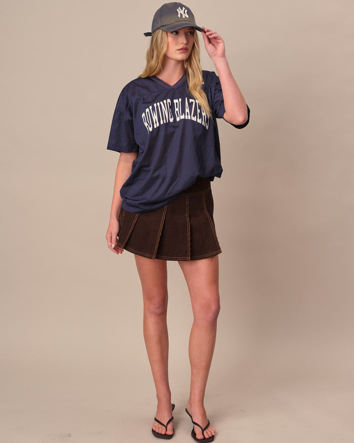 Women's Corduroy Pleated Skirt Dark Brown