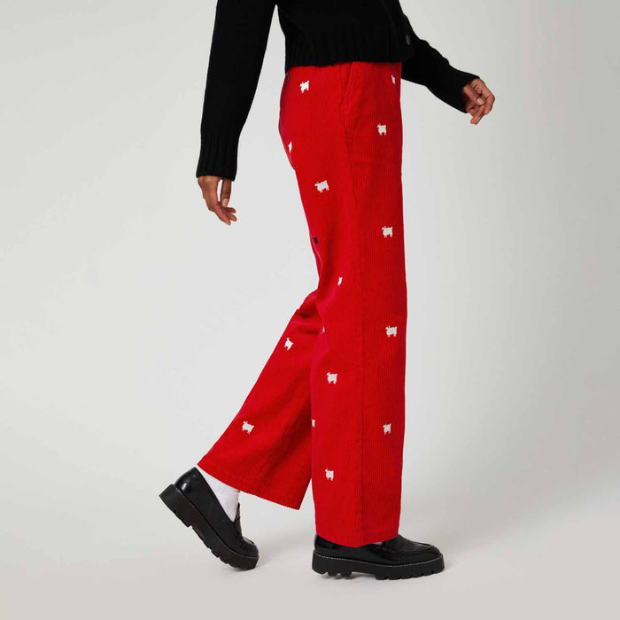 Women's Corduroy Sheep Critter Pant Diana Red