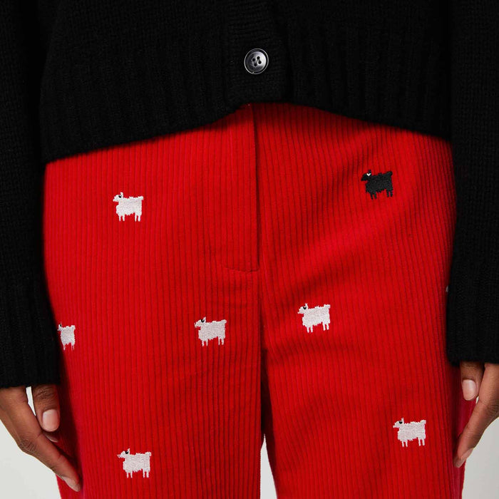 Women's Corduroy Sheep Critter Pant Diana Red
