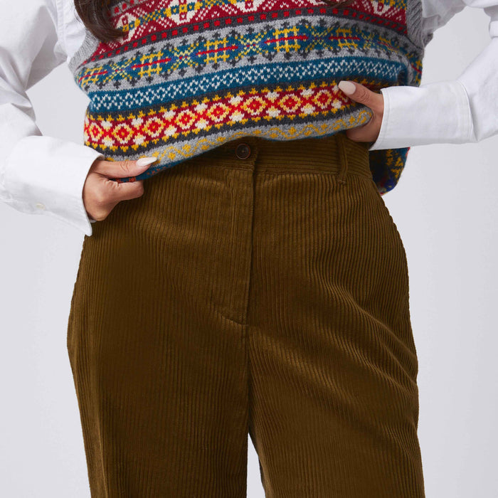 Women's Corduroy Straight Leg Pant Hunter Green
