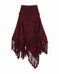 Women's Cotton Cable Fringe Skirt Wine