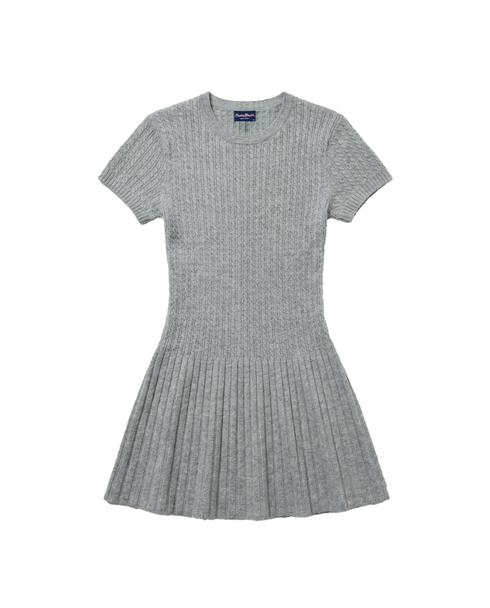 Women's Cotton Cable Knit Pleated Dress Heather Gray