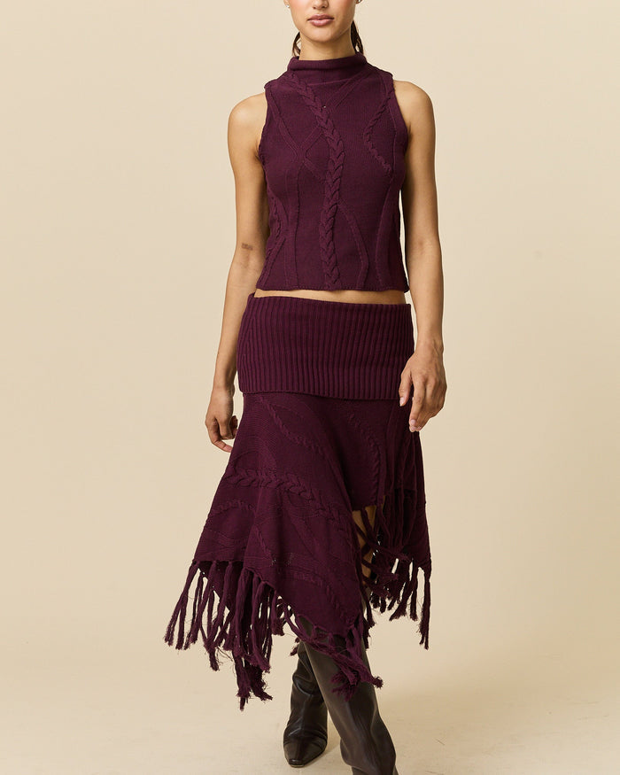 Women's Cotton Cable Tank Wine