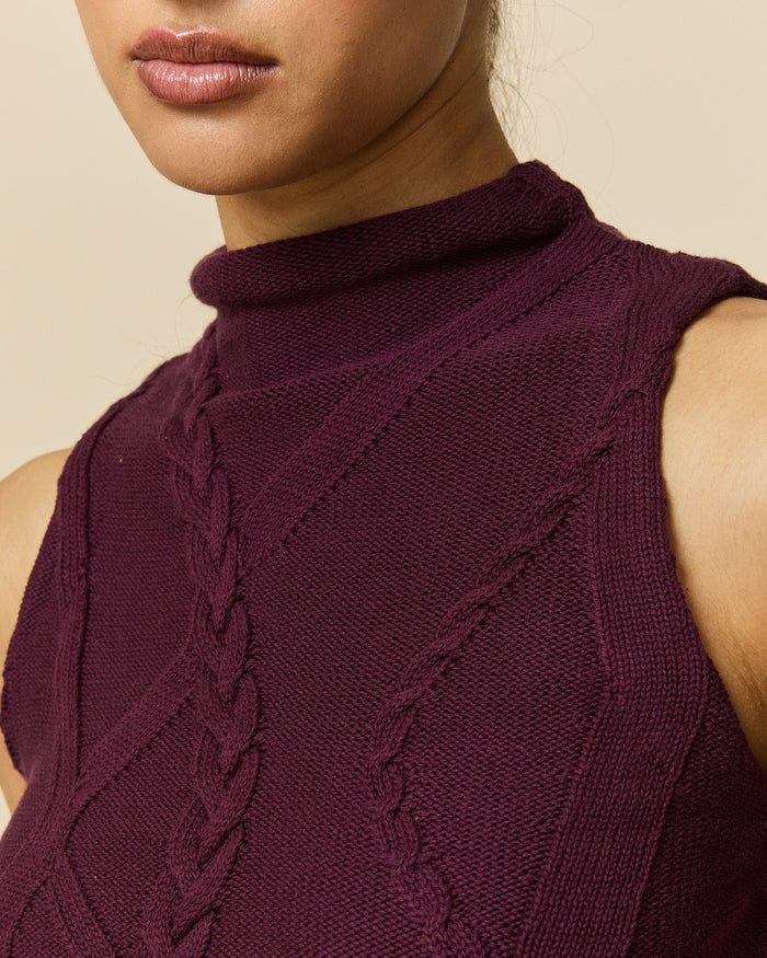 Women's Cotton Cable Tank Wine