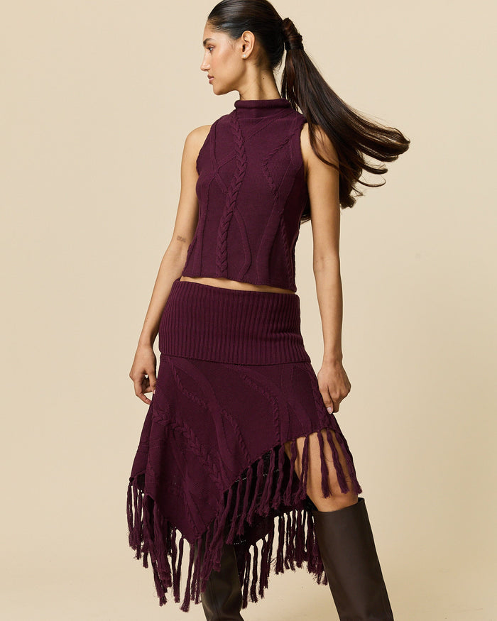 Women's Cotton Cable Tank Wine