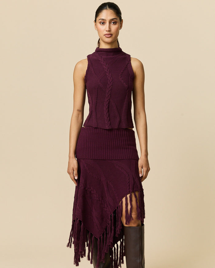 Women's Cotton Cable Tank Wine