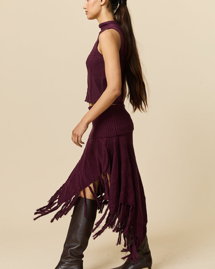 Women's Cotton Cable Tank Wine