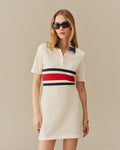 Women's Cotton Center Stripe Pieced Rugby Dress Navy & Red Navy & Red / XS