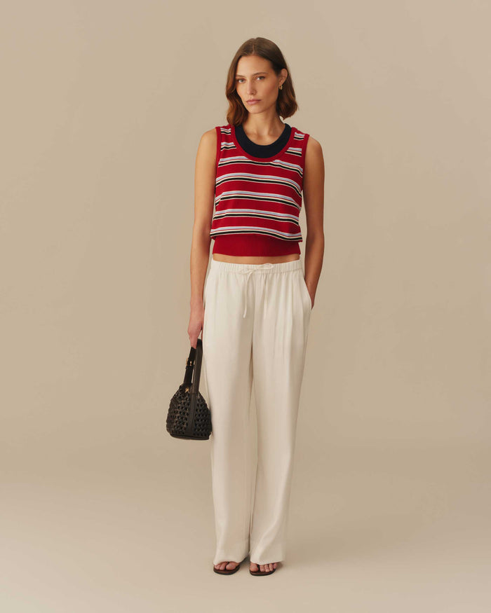 Women's Cotton Layered & Striped Knit Tank Multi-Color