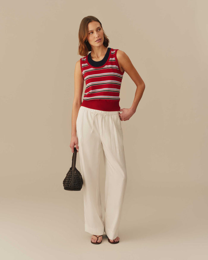 Women's Cotton Layered & Striped Knit Tank Multi-Color