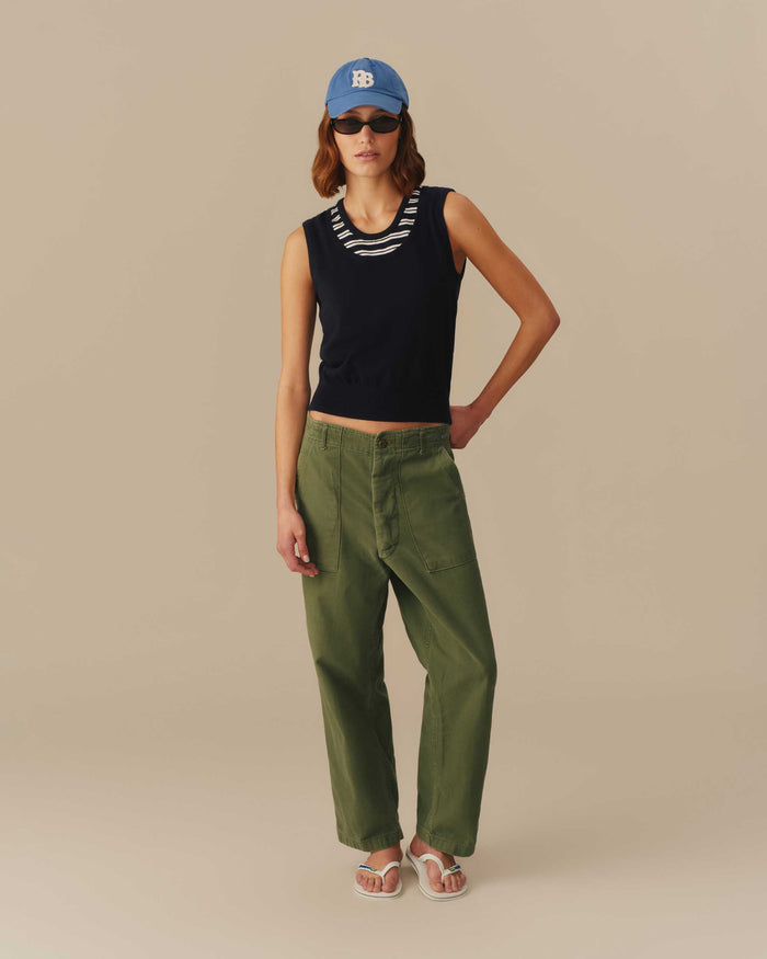 Women's Cotton Layered & Striped Knit Tank Navy