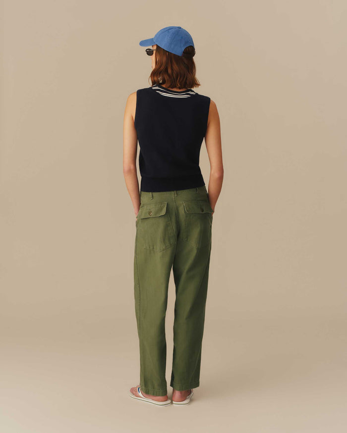Women's Cotton Layered & Striped Knit Tank Navy