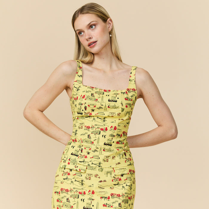 Women's Cotton Linen Top NYC Map Print