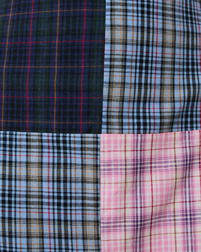 Women's Cotton Patch Work Plaid Dress Mixed Plaid