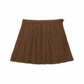 Women's Cotton Pleated Mini Skirt Brown and Butter Yellow Pinstripe