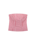 Women's Cotton Poplin Pinstripe Top Red Stripe