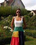 Women's Cotton Poplin Pleated Dress Colorblock