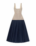 Women's Cotton Poplin Pleated Dress Navy