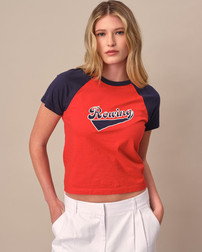 Women's Cotton Raglan Rowing Tee Red