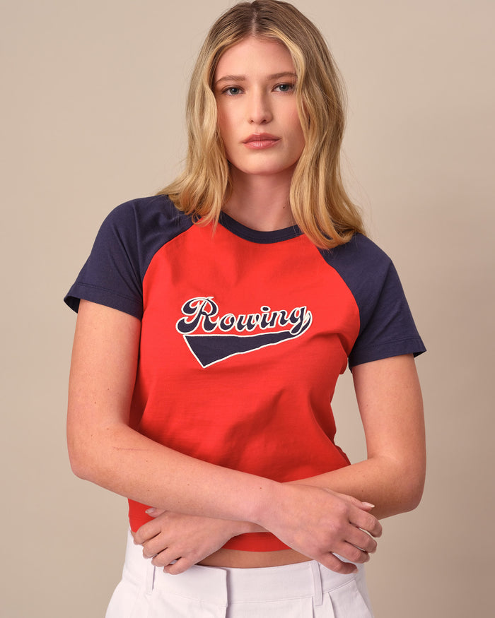 Women's Cotton Raglan Rowing Tee Red