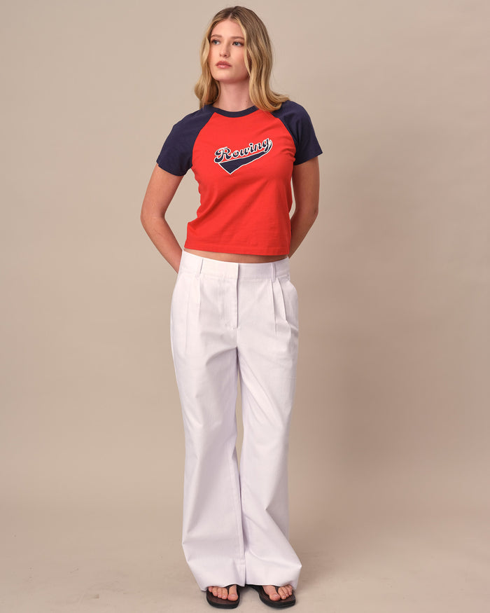 Women's Cotton Raglan Rowing Tee Red