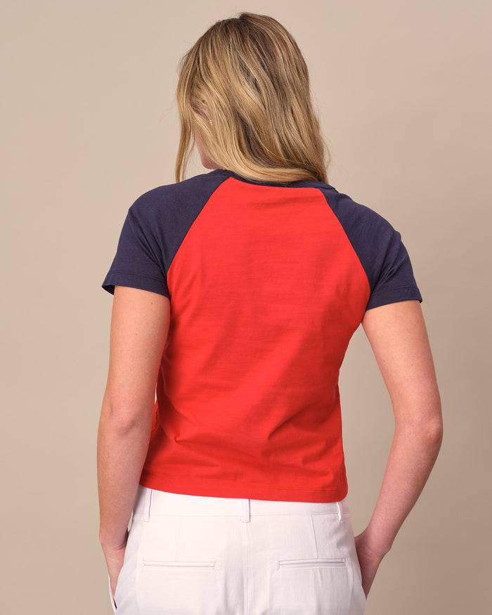 Women's Cotton Raglan Rowing Tee Red