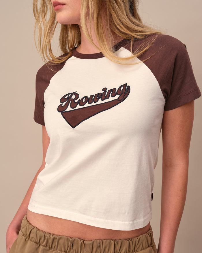 Women's Cotton Raglan Rowing Tee White