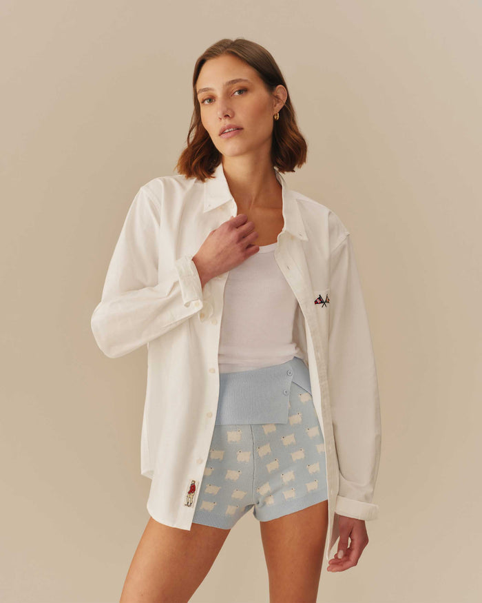 Women's Cotton Sheep Sweater Shorts Blue
