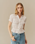 Women's Cotton Shirred Top White