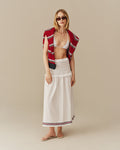 Women's Cotton Smocked Skirt with Ribbon White White / XS