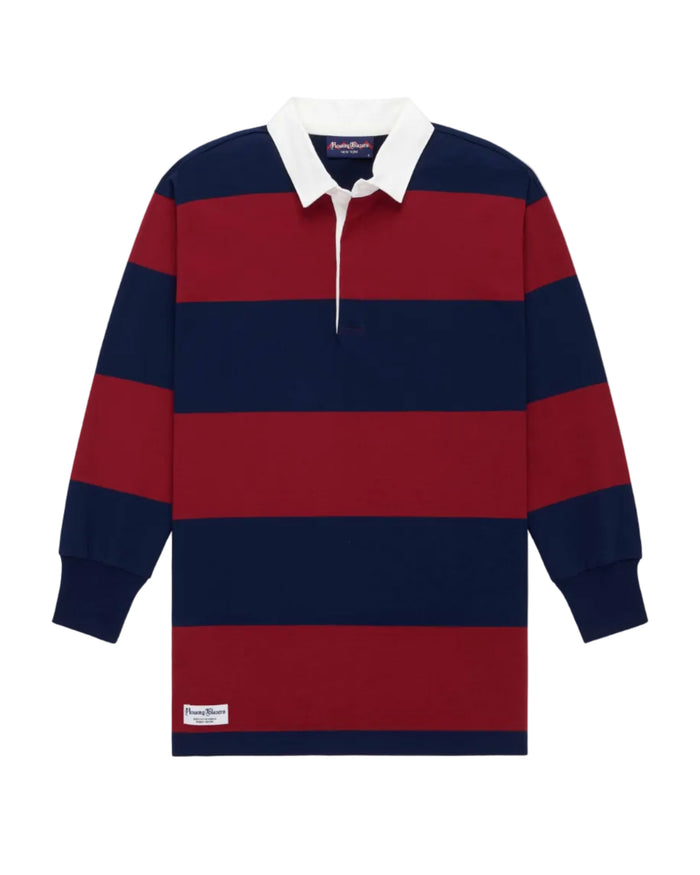 Women's Cotton Stripe Rugby Dress Navy Burgundy