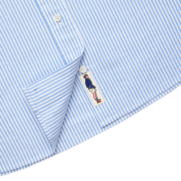 Women's Cropped Oxford Shirt Light Blue Stripe