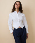 Women's Cummerbund Button Down Shirt White