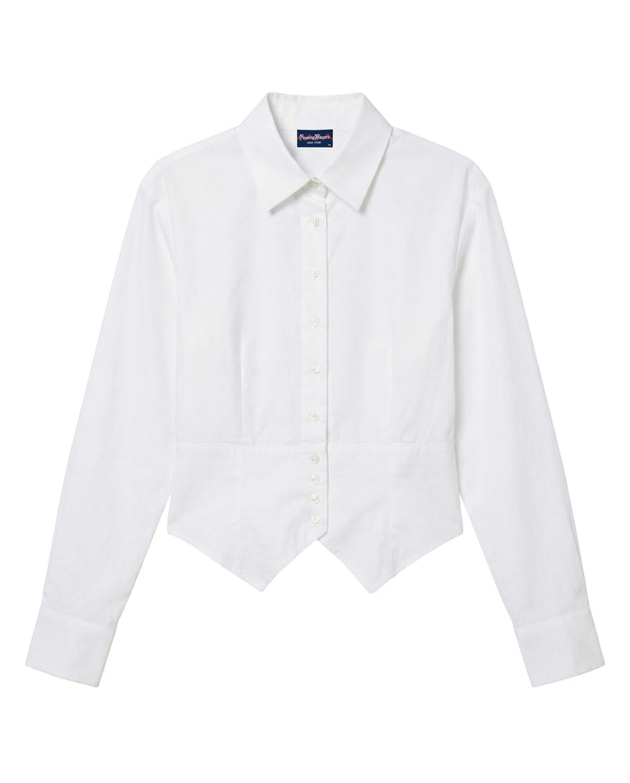 Women's Cummerbund Button Down Shirt White
