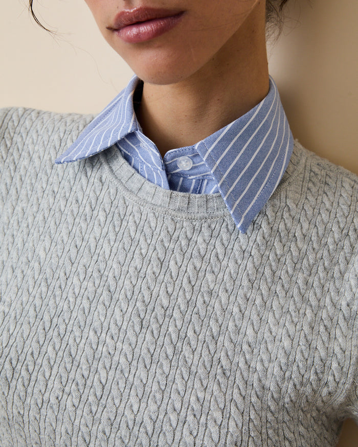 Women's Detachable Collar Blue White Stripe