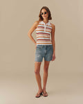 Women's Halter Polo Striped Tank Multi-Color