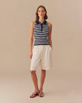 Women's Halter Polo Striped Tank Navy