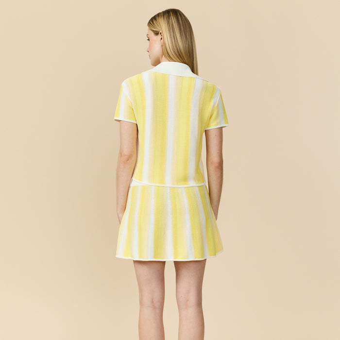 Women's Knit Cropped Polo Top Pale Yellow