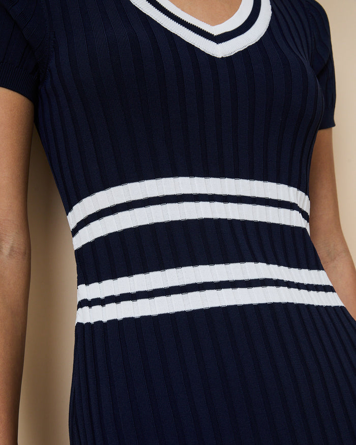 Women's Knit Pleated Dress Navy