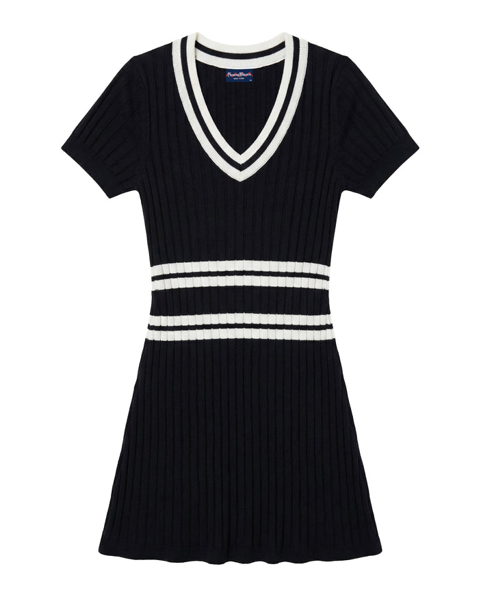 Women's Knit Pleated Dress Navy