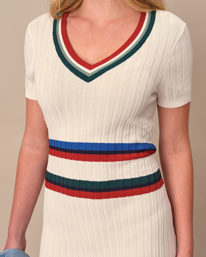 Women's Knit Pleated Dress White