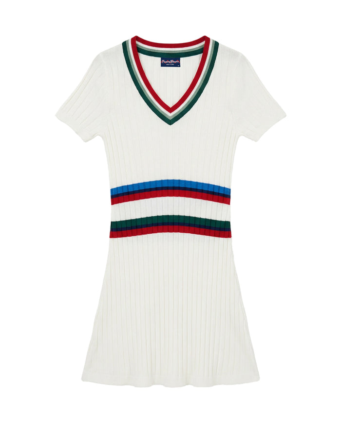 Women's Knit Pleated Dress White