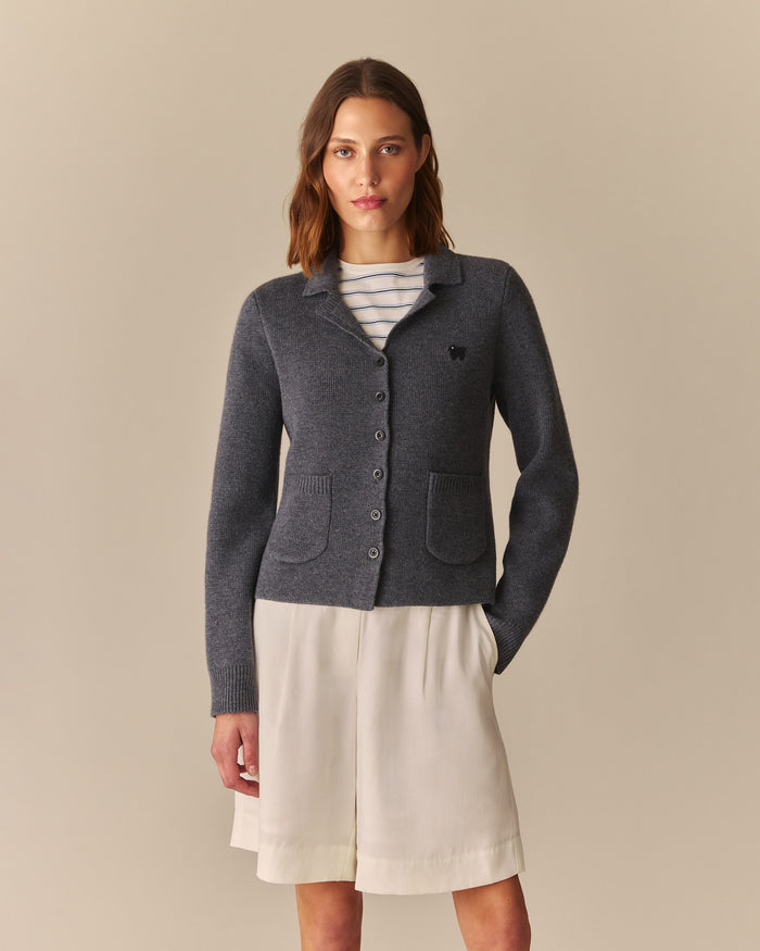 Gia Wool Sheep Blazer Cardigan Heather Gray Heather Gray / XL
