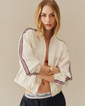 Women's Linen Tencel Bomber Jacket With Ribbon White White / XS