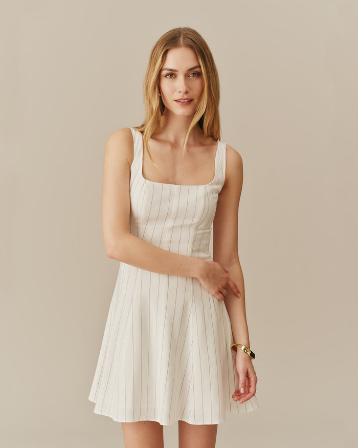 Women's Mini Linen Striped Dress Cream Stripe Cream Stripe / 00