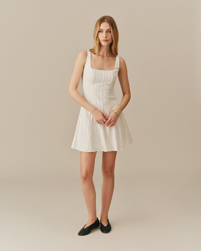 Women's Mini Linen Striped Dress Cream Stripe Cream Stripe / 00