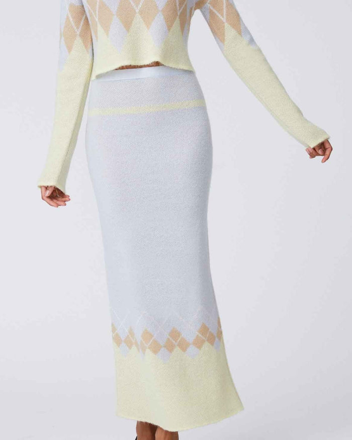 Women's Mohair Argyle Maxi Skirt Mohair Blend